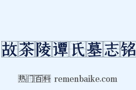 故茶陵谭氏墓志铭是什么意思的图片
